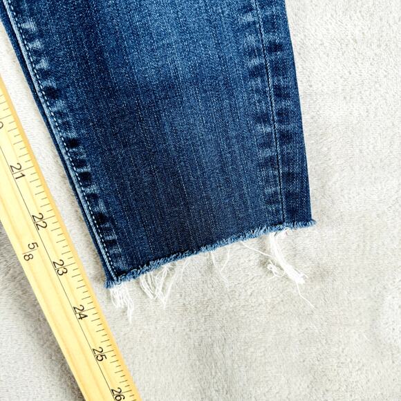 Pilcro and the Letterpress Jeans Women 25P 28x24 Straight Dark Wash Raw Hem - Picture 12 of 12